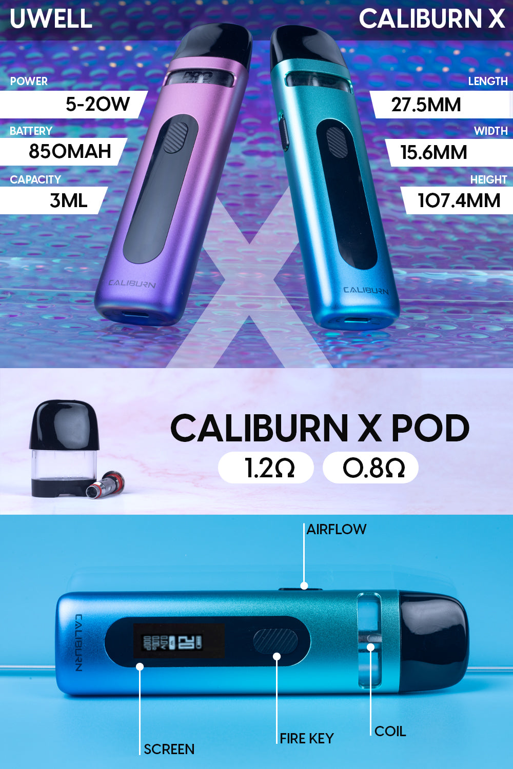 Uwell Caliburn X Pod System 2ml In Dubai