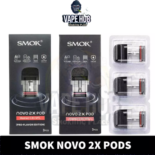 SMOK Novo 2X Pods Meshed MTL 0.8ohm & 0.9ohm Replacement Pods (3Pc-Pack) in UAE Vape Hub Smoking Place