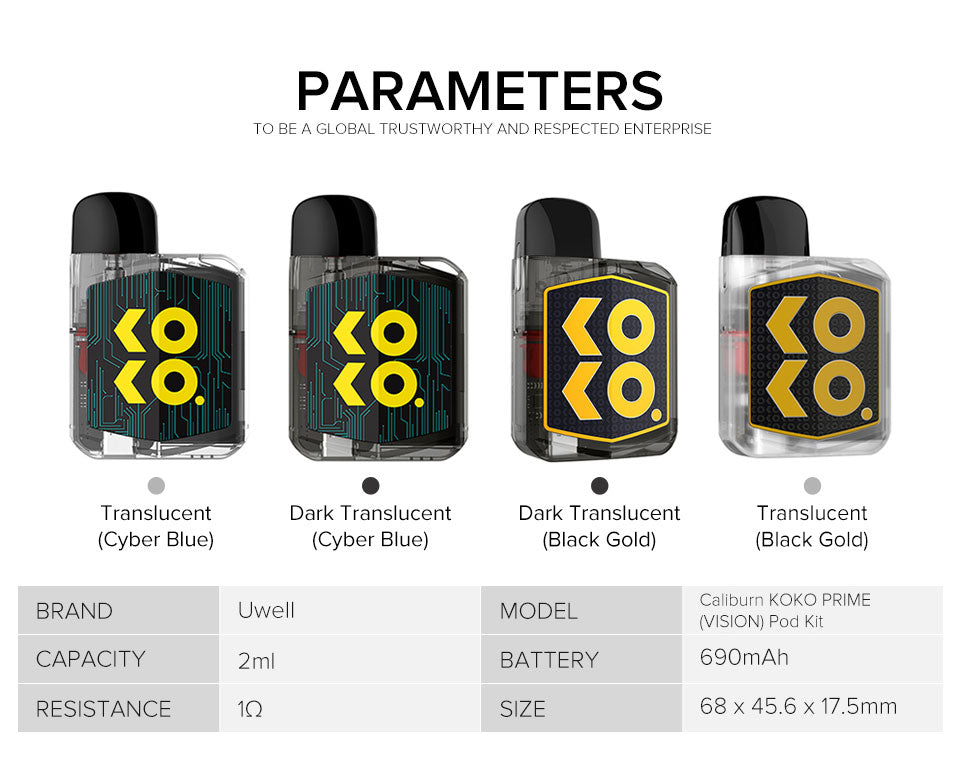 Uwell Caliburn Koko Prime Vision Kit Dubai UAE