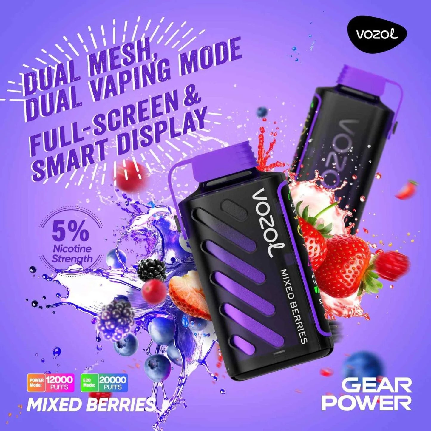 VOZOL Gear Power 20000 Puffs 50mg Dual Mode Disposable Vape Vape Hub Smoking Place