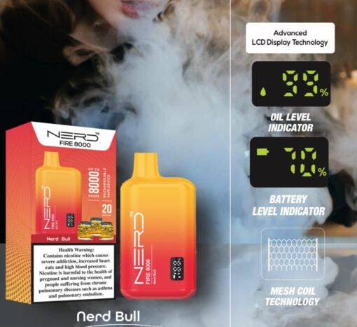 Nerd Fire Disposable Vape (8000 Puffs) 2% Nicotine Dubai UAE Vape Hub Smoking Place