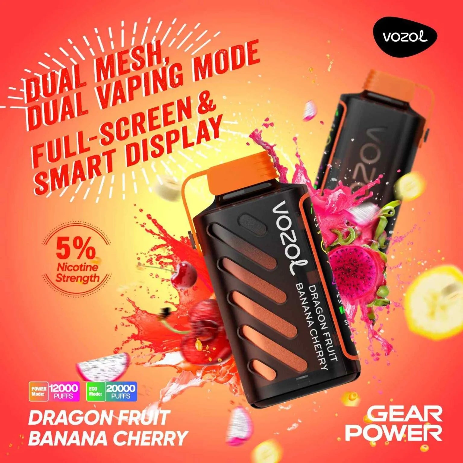 VOZOL Gear Power 20000 Puffs 50mg Dual Mode Disposable Vape Vape Hub Smoking Place