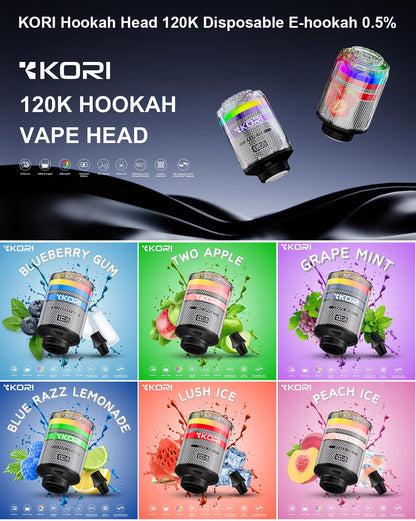 KORI Hookah Head 120K Disposable Vape E-hookah 0.5% (120000 Puffs) In Dubai UAE Vape Hub Smoking Place