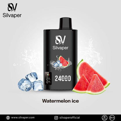 Watermelon Ice: Cool, refreshing watermelon with a crisp icy finish. SILVAPER_24000_puffs_disposable_vapes