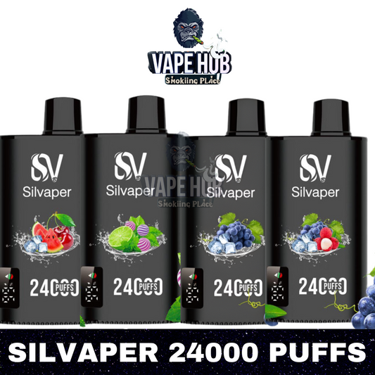 SILVAPER 24000 puffs disposable vapes with different fruit illustrations indicating the flavor.