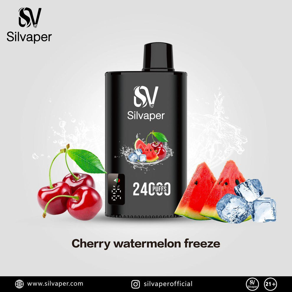 Cherry Watermelon Freeze: Sweet cherries and juicy watermelon with a frosty touch of ice. Silvaper 24000 puffs 
