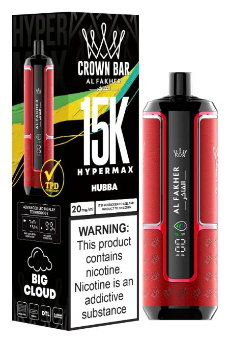 Al Fakher Crown Bar 15000 Puffs Hypermax Disposable Vape In UAE Vape Hub Smoking Place