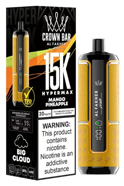 Al Fakher Crown Bar 15000 Puffs Hypermax Disposable Vape In UAE Vape Hub Smoking Place