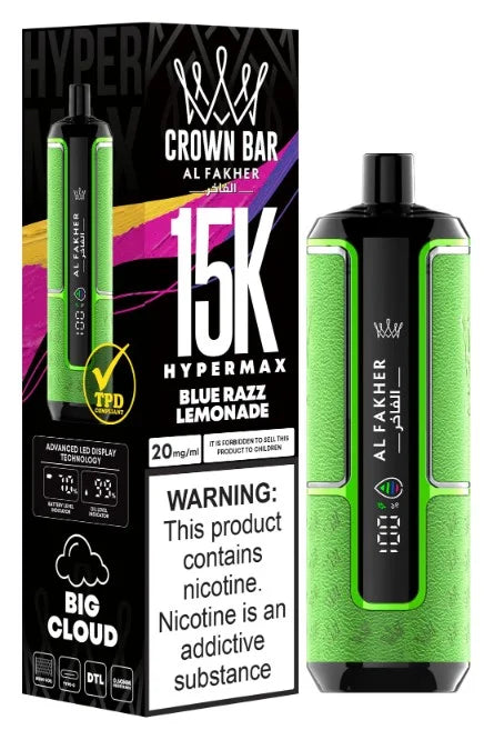 Al Fakher Crown Bar 15000 Puffs Hypermax Disposable Vape In UAE Vape Hub Smoking Place