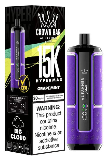 Al Fakher Crown Bar 15000 Puffs Hypermax Disposable Vape In UAE Vape Hub Smoking Place