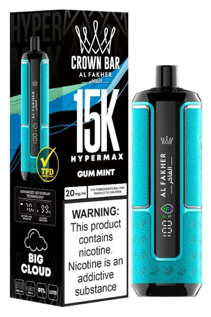 Al Fakher Crown Bar 15000 Puffs Hypermax Disposable Vape In UAE Vape Hub Smoking Place